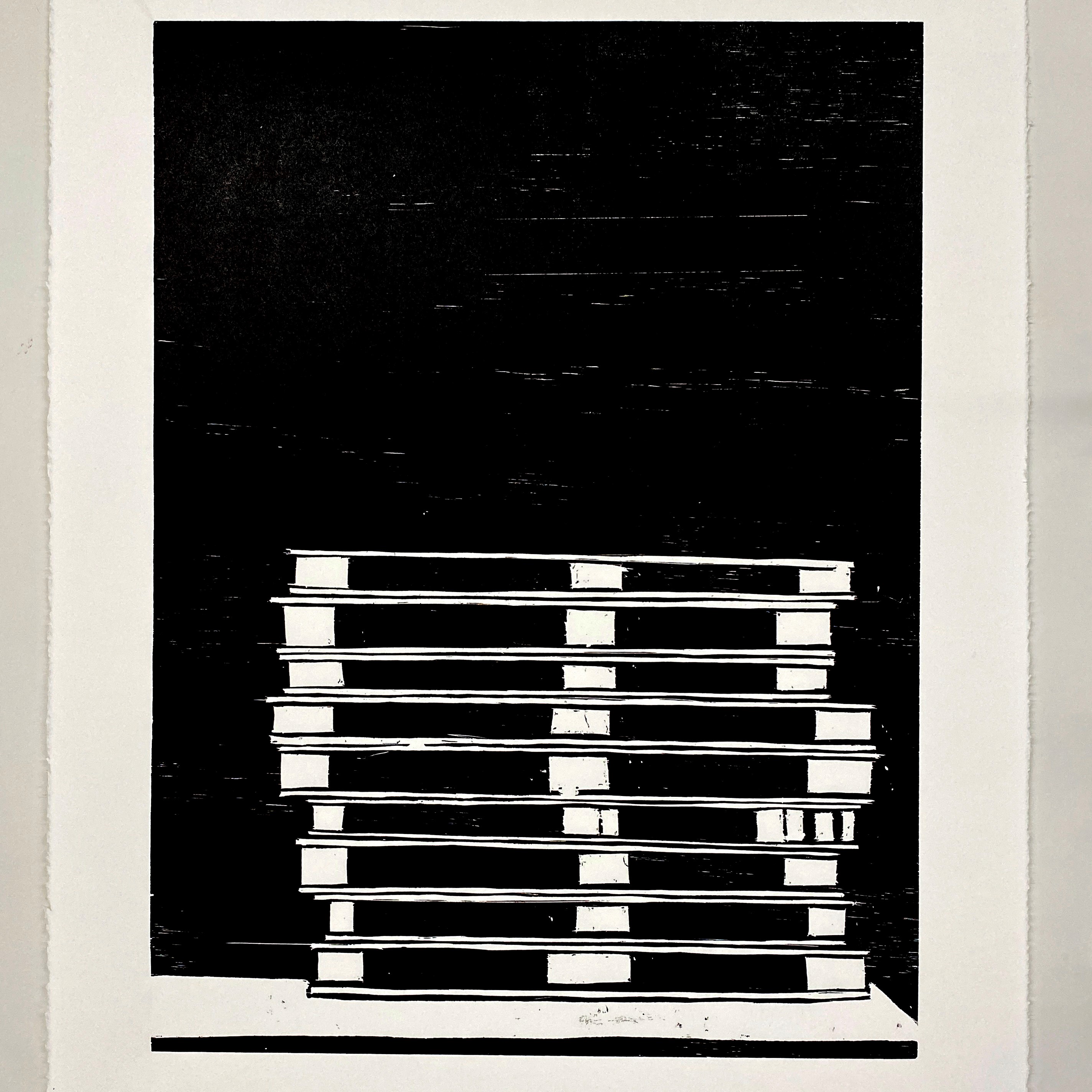  Stacked woodcut 2024 Slade de Plater